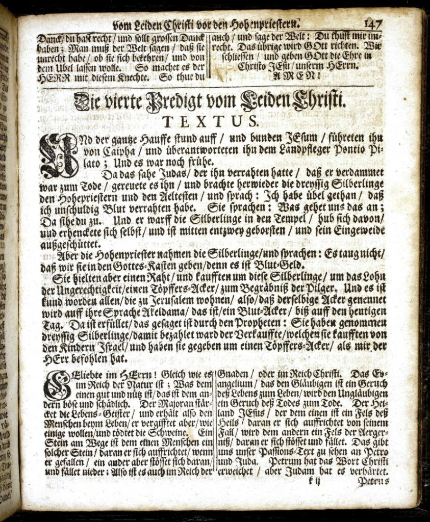 Müller, Hertzens-Spiegel 1732, fourth Passion sermon, page 1