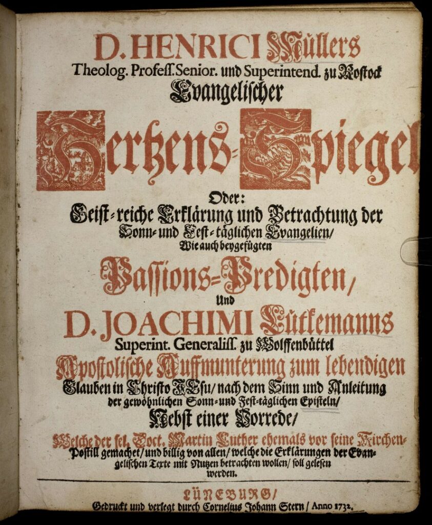 Müller, Evangelischer Hertzens-Spiegel, title page