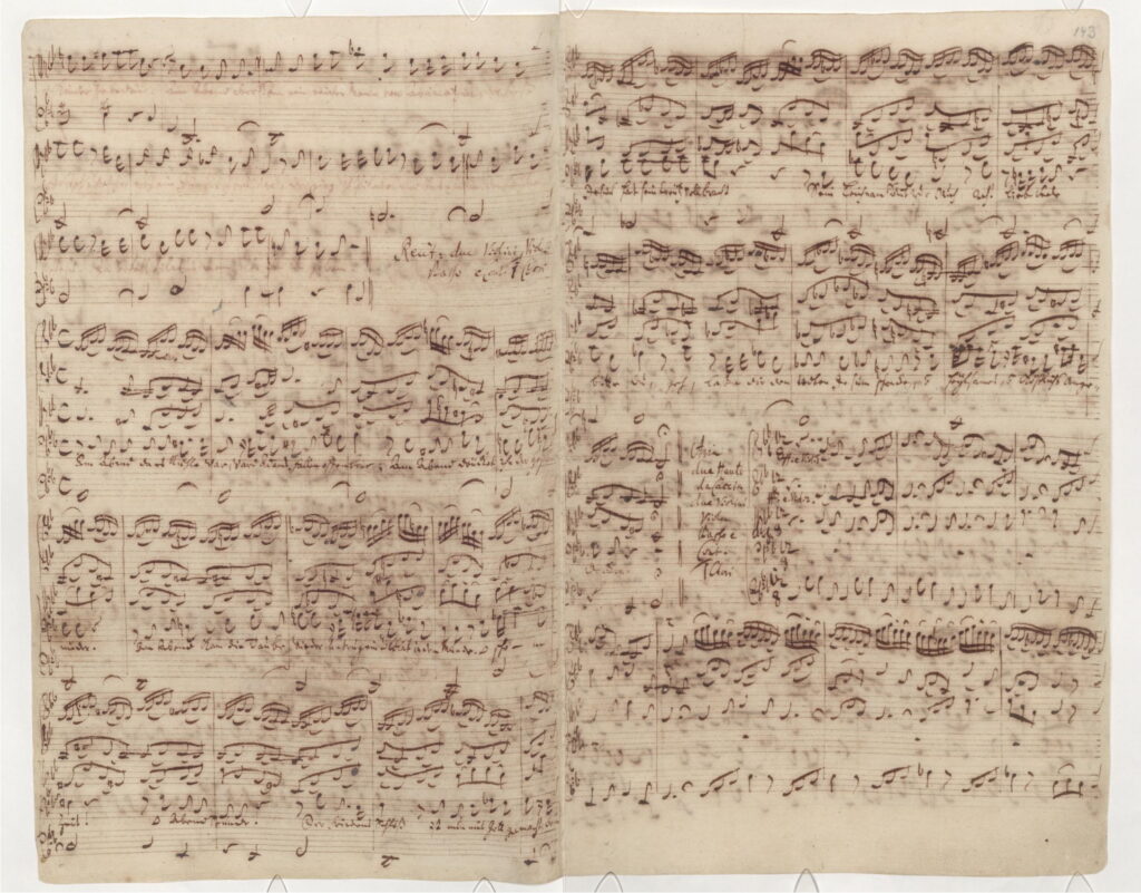 Bach’s autograph: the end of the gospel recitative, followed by Am Abend da es kühle war