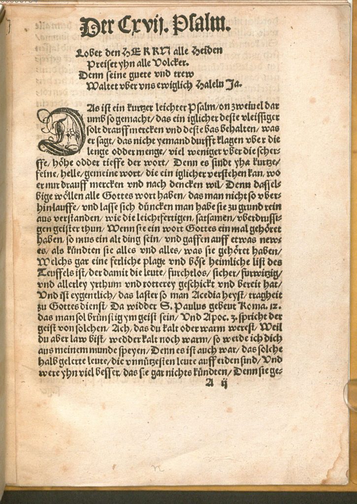 Luther on Psalm 117, edition of 1530, page 3